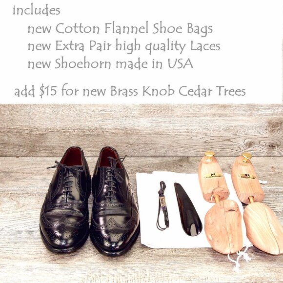 Allen Edmonds LLOYD Wingtip Oxford 8 D Black * add $15 new Cedar Trees main image 6